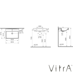 Vitra - VitrA Integra Square Kompakt Lavabo, 60x38 cm