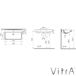 Vitra - Vitra Integra Round Oval Lavabo, 80x47 cm