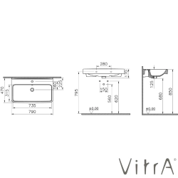 Vitra - VitrA Integra Round Oval Lavabo, 80x46 cm