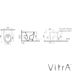VitrA - VitrA Metropole Round QuantumFlush Kanalsız Duvara Tam Dayalı Yerden Tek Klozet, 56 cm
