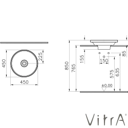 Vitra - Vitra Gala Yuvarlak Çanak Lavabo, 45 cm, Mat Beyaz