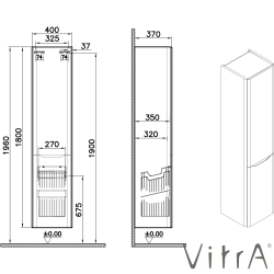 Vitra - Vitra Integra Round Çift Kapaklı Çamaşır Sepetli Boy Dolabı, Moka Meşe (Sağ)