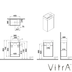 Vitra - Vitra Integra Square Lavabo Dolabı, 45 cm, Kapaklı, Altın Meşe, Sağ