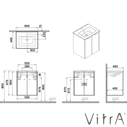 Vitra - Vitra Integra Square Kapaklı Lavabo Dolabı, Ayaksız, 60 cm, Mat Beyaz