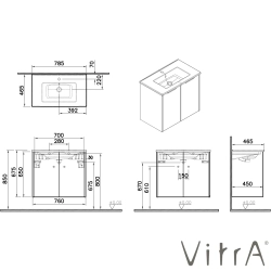 Vitra - Vitra Integra Square Kapaklı Lavabo Dolabı, Ayaksız, 80 cm, Mat Grafit