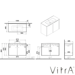 Vitra - Vitra Integra Square Kapaklı Lavabo Dolabı, Ayaksız, 100 cm, Mat Açık Gri