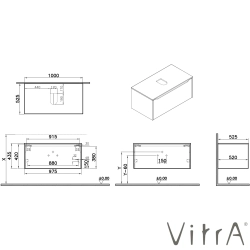 Vitra - Vitra Integra Square Tek Çekmeceli Çanak Lavabo Uyumlu Lavabo Dolabı, Altın Meşe, 100 cm (Çanak Lavabo Hariç-Armatür Deliksiz)