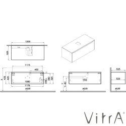 Vitra - Vitra Integra Square Tek Çekmeceli Çanak Lavabo Uyumlu Lavabo Dolabı, Parlak Beyaz, 120 cm (Çanak Lavabo Hariç-Armatür Deliksiz)