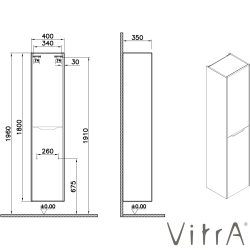 Vitra - Vitra Integra Square Çift Kapaklı Boy Dolabı, Mat Grafit (Sağ)