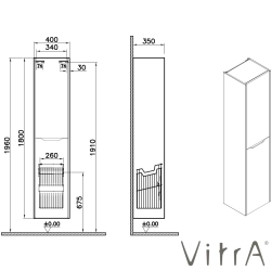 Vitra - Vitra Integra Square Çift Kapaklı Çamaşır Sepetli Boy Dolabı, Mat Açık Gri (Sağ)