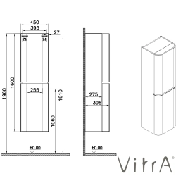 Vitra - Vitra Gala Boy Dolabı, Mat Taş Gri (Sol)