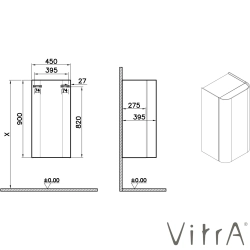 Vitra - Vitra Gala Ayaksız Kapaklı Yan Ünite, 45 cm, Mat Soft Bej (Sol)