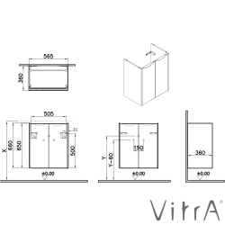 VitrA - VitrA Integra Square Kapaklı Lavabo Dolabı, 60 cm, Mat Açık Gri