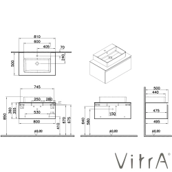 Vitra - Vitra Nuo Çekmeceli Lavabo Dolabı, 80 cm, Parlak Beyaz
