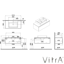 Vitra - Vitra Nuo Çekmeceli Lavabo Dolabı, 100 cm, Parlak Antrasit