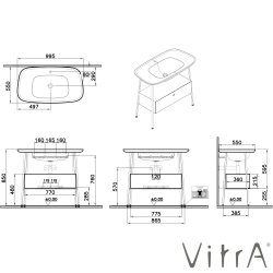 Vitra - Vitra Plural Tek Çekmeceli Etajerli Lavabo Ünitesi, 100 cm, Mat Soft Bej / Parlak Beyaz Lavabo