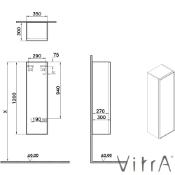 Vitra - Vitra Metropole Edge Kısa Boy Dolabı, 35 cm, Ceviz (Sol)
