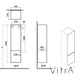 VitrA - VitrA Metropole Edge Boy Dolabı, 40 cm, Açık Meşe (Sağ)