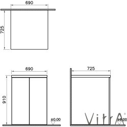 VitrA - VitrA Kapaklı Çamaşır Makinesi Dolabı, 69 cm, Altın Meşe