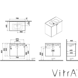 Vitra - Vitra Shift T20 Kapaklı Lavabo Dolabı, 80 cm, Kül Grisi (Klasik Lavabo Dahil)