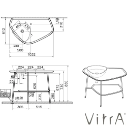 Vitra - Vitra Plural Seramik Lavabo Ünitesi, 100 cm, (Sol)