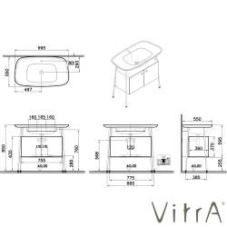 Vitra - Vitra Plural Kapaklı Etajerli Lavabo Ünitesi, 100 cm, Mat Soft Bej / Mat Kum Beji Lavabo