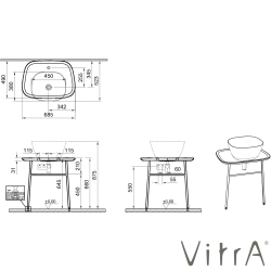 Vitra - Vitra Plural Asma Alçak Lavabo Ünitesi, 70 cm, Mat Kum Beji