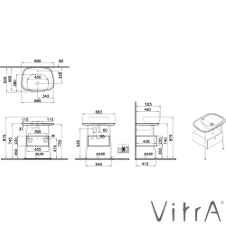 Vitra - Vitra Plural Tek Çekmeceli Serbest Yüksek Lavabo Ünitesi, 70 cm, Mat Soft Bej / Mat Kum Beji Seramik Tezgah