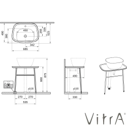 VitrA - VitrA Plural Serbest Alçak Lavabo Ünitesi, 70 cm, Mat Kum Beji