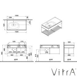 Vitra - VitrA Equal Lavabo Ünitesi Asimetrik Lavabolu, Raflı, 100 cm, Karaağaç - 81086