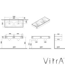 Vitra - VitrA Equal Lavabo Ünitesi Çift Gözlü Lavabolu, 130 cm, Karaağaç - 81087