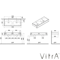 Vitra - VitrA Equal Lavabo Ünitesi Çift Gözlü Lavabolu, Havluluklu, 130 cm, Karaağaç - 81088