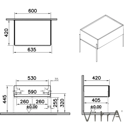 Vitra - VitrA Equal Alt Modül, 60 cm, Karaağaç