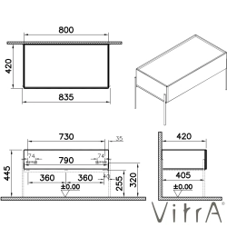 Vitra - VitrA Equal Alt Modül, 80 cm, Karaağaç