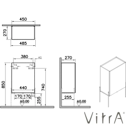 Vitra - VitrA Equal Orta Ünite, 45 cm, Karaağaç (Sağ) - 81094
