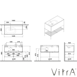 Vitra - VitrA Equal Çekmeceli Lavabo Dolabı Asimetrik Lavabolu, 100 cm, Karaağaç - 81095
