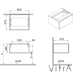 Vitra - VitrA Origin Çekmeceli Orta Ünite, 60 cm, Karaağaç - 81104
