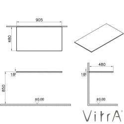Vitra - VitrA Origin Ahşap Üst Tezgah, Sifon Deliksiz, 90 cm, Karaağaç (Armatür Deliksiz) - 81113
