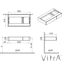 Vitra - VitrA Origin Çekmeceli Orta Ünite, 90 cm, Karaağaç (Sol) - 81122