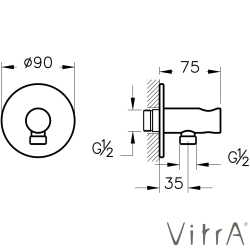 VitrA - VitrA Origin Ankastre El Duşu Çıkışı, Fırçalı Bakır