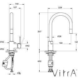 Vitra - Vitra Masterline Maestro Lite Pull-Down Eviye Bataryası (Zamak)