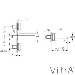 Vitra - VitrA Origin Aura Ankastre Lavabo Bataryası, Soft Bakır/Beyaz Cam (Sıva Üstü Grubu)