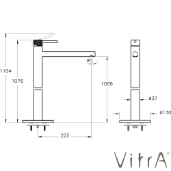 Vitra - VitrA Origin Aura Yerden Lavabo Bataryası, Fırçalı Nikel