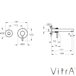 Vitra - VitrA Origin Aura Ankastre Lavabo Bataryası, Soft Bakır (Sıva Üstü Grubu)