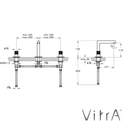 Vitra - VitrA Origin Aura Ankastre Lavabo Bataryası (3 Delikli Lavabolar için)