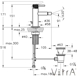 Vitra - VitrA Origin Aura Bide Bataryası, Sifon Kumandalı