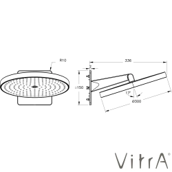 VitrA - VitrA Prime Round Duvardan Tepe Duşu Seti, 30 cm, 2 Akışlı, Fırçalı Bakır (Sıva Üstü Grubu)