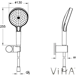 VitrA - VitrA Prime Round 3F El Duşu Takımı, Soft Altın