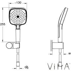 Vitra - Vitra Prime Square 3F El Duşu Takımı, Soft Altın