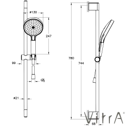 Vitra - Vitra Prime Round 3F Sürgülü El Duşu Takımı